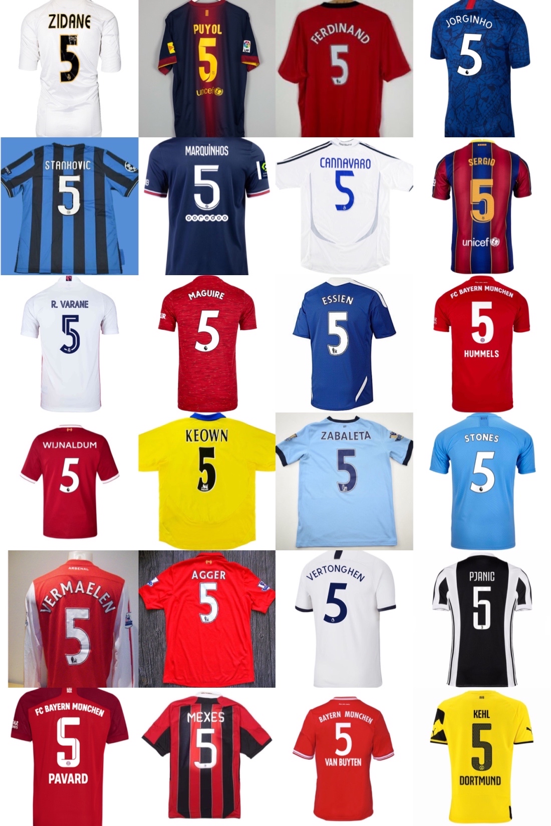 今天是5号以下21世纪里俱乐部身披过5号球衣的球星你比较喜欢谁